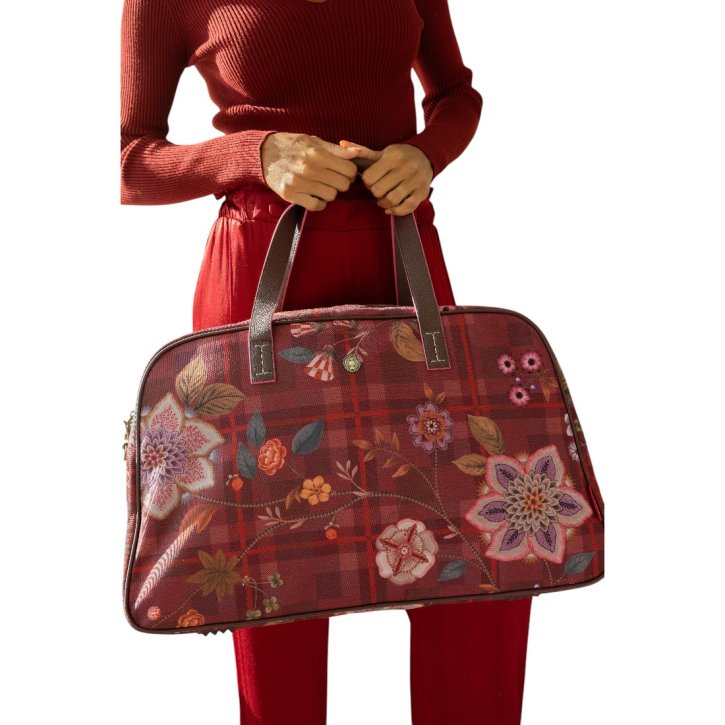 Pip Studio TOVY weekend bag medium flores felices red